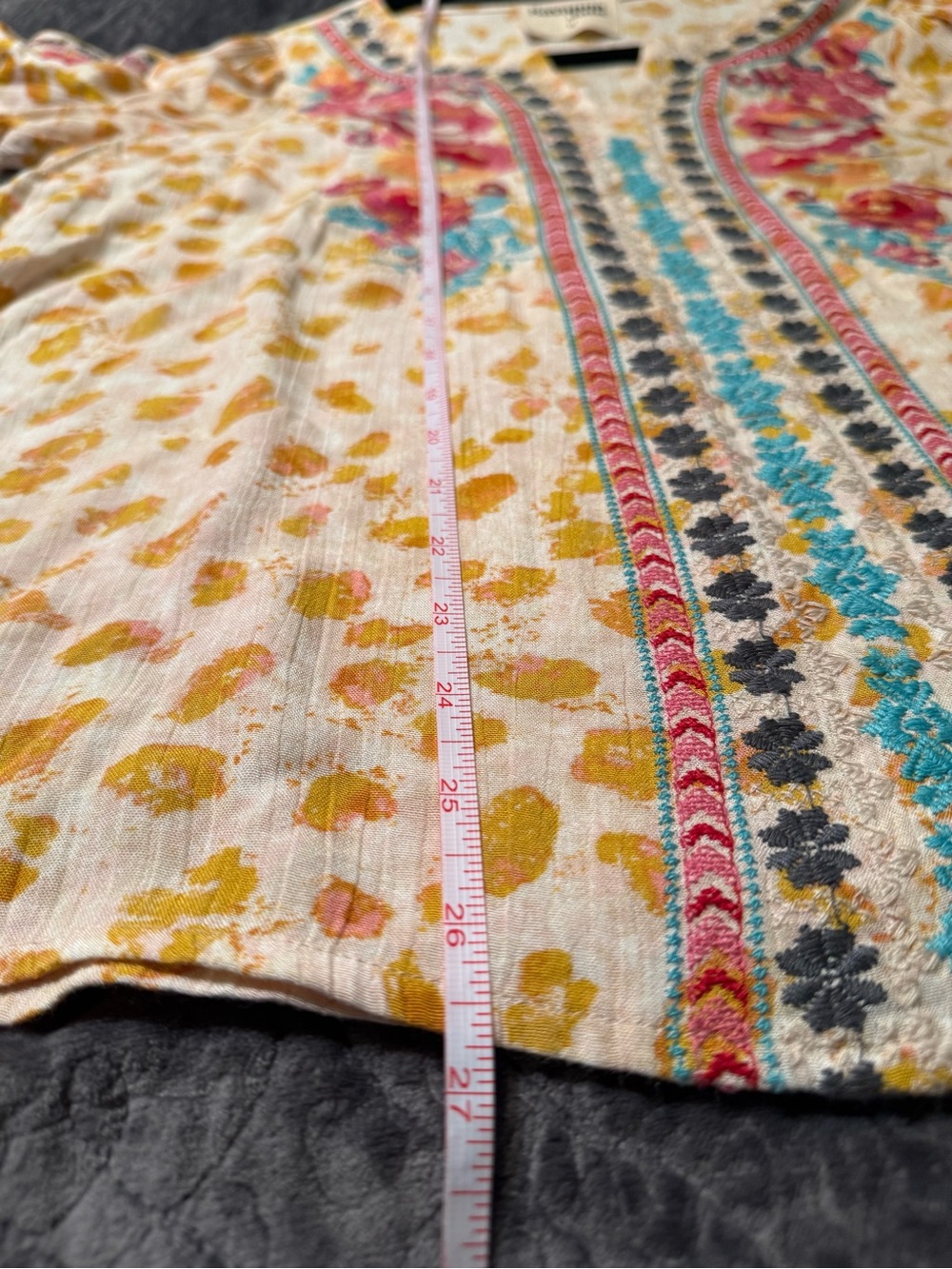 Savanna Jane Cream Tunic with Pink, Yellow & Teal Floral Embroidery - Picture 10 of 10